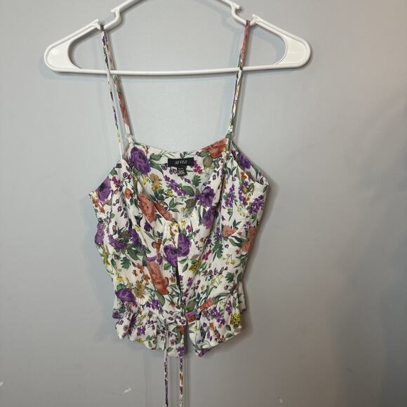 AFRM Perez Sleeveless Peplum Hem Bustier Crop Top Floral Womens Medium - Picture 1 of 6